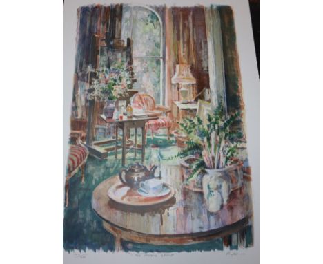 Susan Ryder, limited edition print, The Studio Lamp, signed, 148/200, 87 x 59cm, a print by Tom Coates and one by Jane Corcel