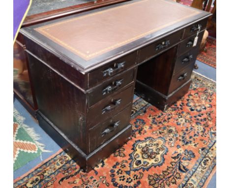 An early 20th century Continental pedestal desk W.122cm