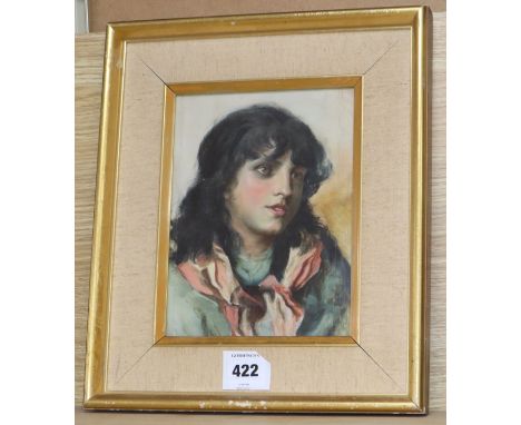 19th century English School, oil study of paper, Portrait of a youth, 21 x 16cm 8 x 6in.