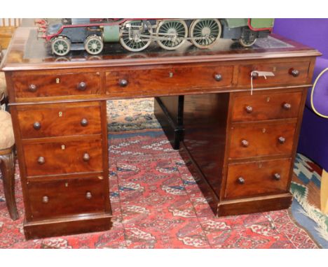 A Victorian mahogany pedestal desk W.122cm