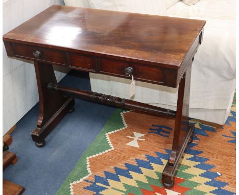 A Regency mahogany two drawer side table, stamped Wilkinson' W.86cm
