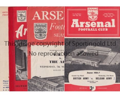 NEUTRAL MATCHES AT ARSENAL F.C.     Four programmes: Wimbledon v Leytonstone 19/4/47 Amateur Cup Final, punched holes, Dulwic
