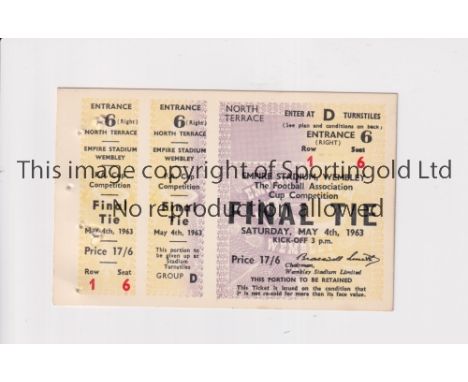 1963 FA CUP FINAL / MANCHESTER UNITED V LEICESTER CITY / TICKET WITH ORIGINAL DATE      Tickets for the match were over stamp