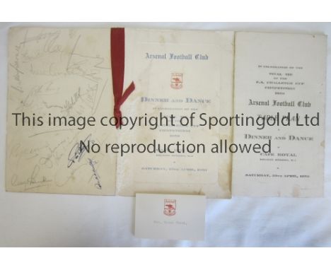 1950 F.A. CUP FINAL / ARSENAL AUTOGRAPHS        Menu, Table Plan and Place Card for the wife of the Town Clerk of Islington f