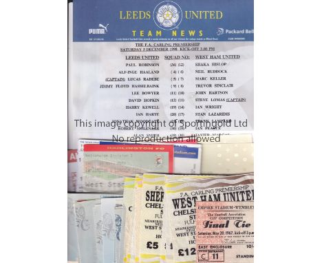 FOOTBALL TICKETS AND TEAM SHEETS      Sixty five tickets, with the majority being Arsenal and Chelsea and includes a 1967 FA 