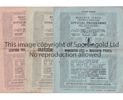 MERTHYR TYDFIL     Seven home programmes for the 1946/7 season in the Southern League v  Barry Town, Worcester City, Gravesen