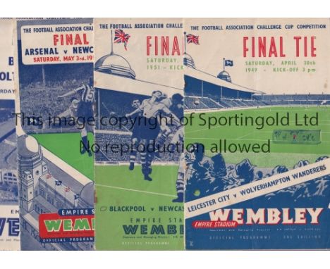 FA CUP FINALS           Eleven programmes for the FA Cup Final ties at Wembley; Leicester City v Wolves 30/4/1949, punched ho