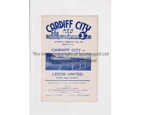 LEEDS UNITED         Programme for the away League match v Cardiff City 25/2/1950.     Generally good