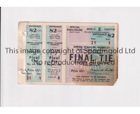 1963 FA CUP FINAL / MANCHESTER UNITED V LEICESTER CITY / TICKET WITH ORIGINAL DATE      Tickets for the match were over stamp