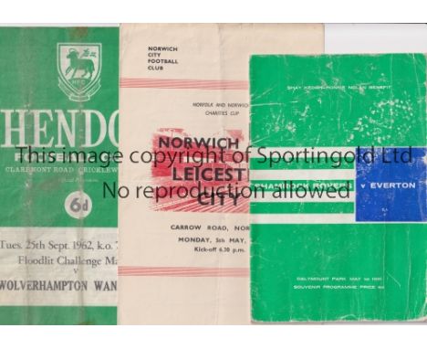 PROGRAMMES FOR FRIENDLY FOOTBALL MATCHES       Three programmes: Norwich City v Leicester City for the Norfolk Charities Cup 