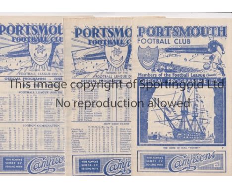 PORTSMOUTH V READING 1945           Four home programmes, including FL South Cup tie 2nd round v Reading 10/2/1945 and 3 X FL