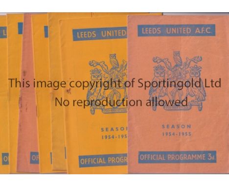 LEEDS UNITED     Eight home programmes for season 1954/5 v Doncaster, Port Vale, WBA, Liverpool, Notts. County plus 3 with te