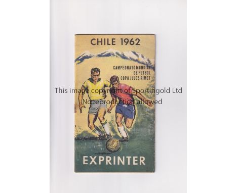 WORLD CUP 1962     Twenty page booklet in Spanish, published in Santiago, Chile, pre-tournament publication with dates and lo