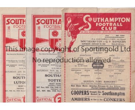 SOUTHAMPTON       Nine home programmes, including FA Cup tie v QPR 26/1/1946, 4 X League matches v Luton Town 22/1/1949 and B