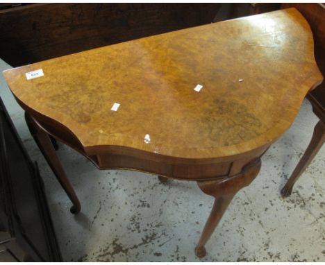 Reproduction walnut serpentine front card table.(B.P. 24% incl. VAT)