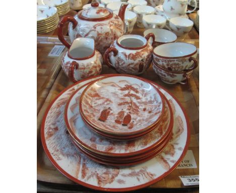 Japanese egg shell Satsuma tea service with lithophane portrait bases.(B.P. 24% incl. VAT)