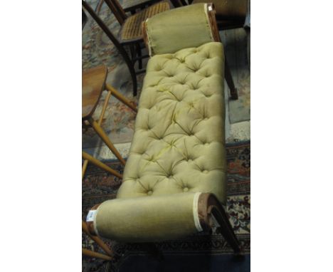 Mahogany upholstered, button back window seat.(B.P. 24% incl. VAT)   CONDITION REPORT:  119 x 37 x 60 cm approximately.  Very