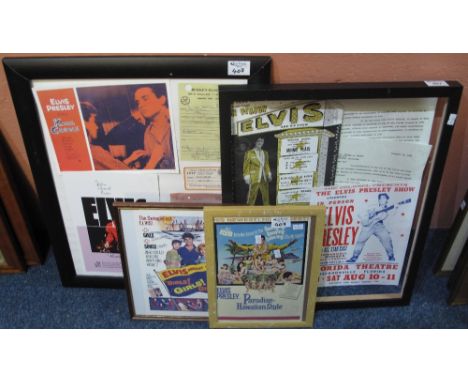 Collection of reproduction Elvis Presley ephemera to include framed posters, tickets, facsimile letters etc.(B.P. 24% incl. V