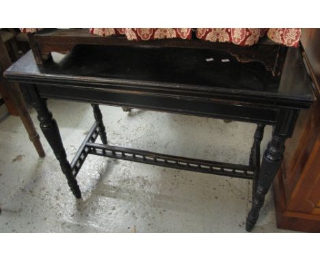 Edwardian ebonised folding card or tea table on fluted and ring turned legs.(B.P. 24% incl. VAT)