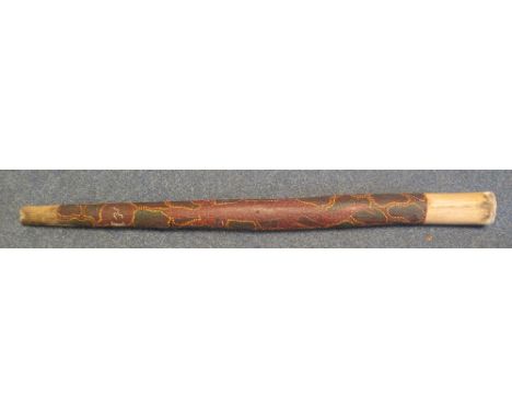 Traditional Australian Aboriginal design wooden didgeridoo with bead and painted lizard decoration, 132cm.(B.P. 24% incl. VAT