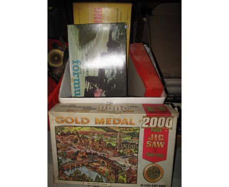 Box of assorted vintage games to include Escalado by Chad Valley, Merit Deluxe Roulette, Gold Medal jigsaw etc.(B.P. 24% incl