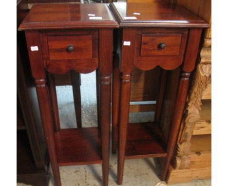 A pair of modern hardwood lamp tables with under shelves.  (2)(B.P. 24% incl. VAT)
