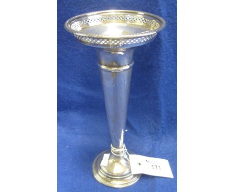 An early 20th Century silver trumpet shaped vase, weighted to base. (B.P. 24% incl. VAT)