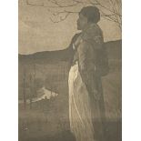 Lefèbre, Wilhelm (1873-1974), Druckgrafik Paris 1905, handsigniert, Paar in Landschaft, Jugendstil