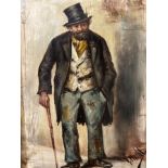 Hackl, H. wohl Hans (tätig um 1900), Ölgemälde Vagabund mit Zylinder