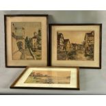Schleich, Helmut (tätig um 1943), drei Aquarelle Motive Kassel Niederzwehren und andere