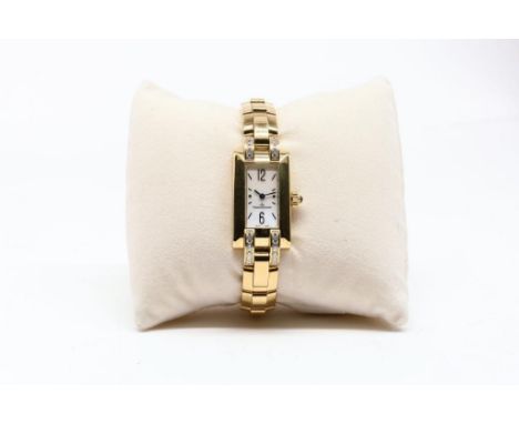 JAEGER LECOULTRE, yellow gold watch with brilliant cut diamonts,  and mother of pearl dial, with arabic numbers, Ideale, YG  