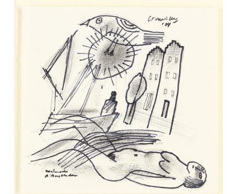 CORNEILLE (1922-2010), sign. and dated. '04 r.a.,  'Memoires a'Amsterdam, drawing / ink on paper 20 x 22 cm.CORNEILLE (C. VAN
