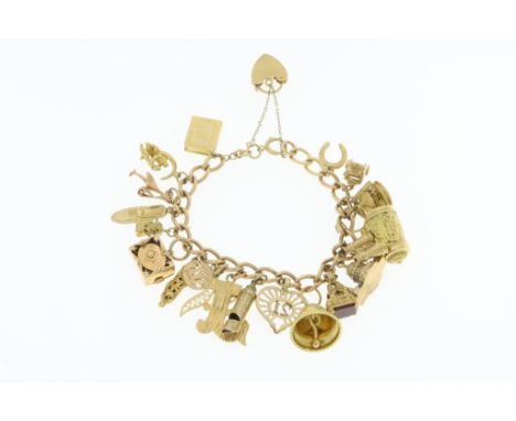 Yellow gold bangle, (below legal aloy)Geelgouden bedelarmband BWG. br.gew. 60 gr.