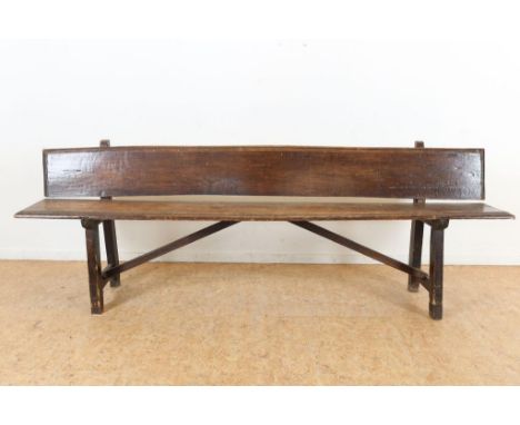 A Chestnut wood church bench, 18th./19th. Century, h. 73, w. 218,  d. 38 cm.Kastanjehouten kerkbank, 18e/19e eeuw, Spanje, h.