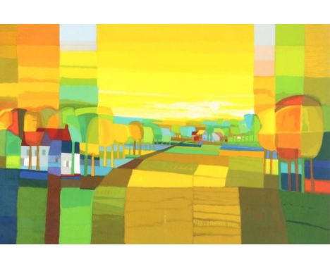 Schulten Ton (1938), signed r.o. Twentse korenvelden silkscreen 59 x 96 cm.SCHULTEN TON (1938), ges. r.o. Twentse korenvelden