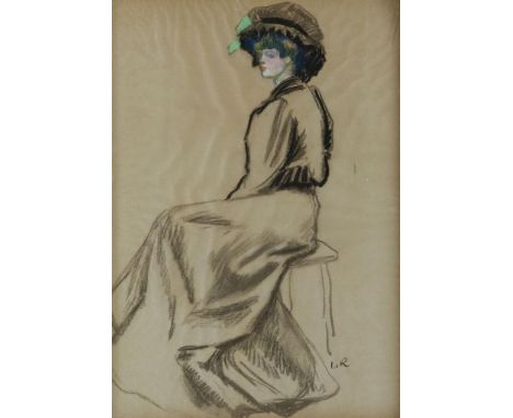 PISSARRO LUDOVIC-RODO (1878-1952), monogram l.r.,  Jeune Femme de Profil, portrait of female figere, pastel and  charcoal on 