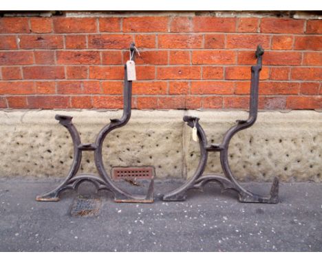 Pair of Gothic cast iron bench ends H: 80 W: 54 cm