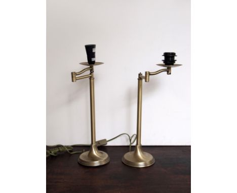 Contemporary brushed brass adjustable table lamp on simple tiered base H : 49 W : 15 cm (2 items)