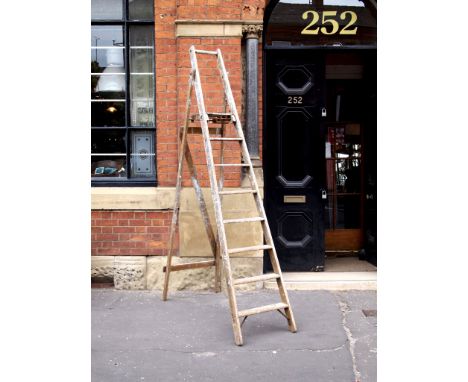 Mid Century pine tall ladder  H : 245  W : 48 cm