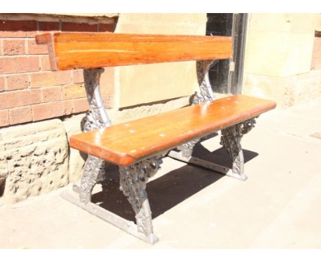 Victorian bench, with original church cast legs and pitch pine seat