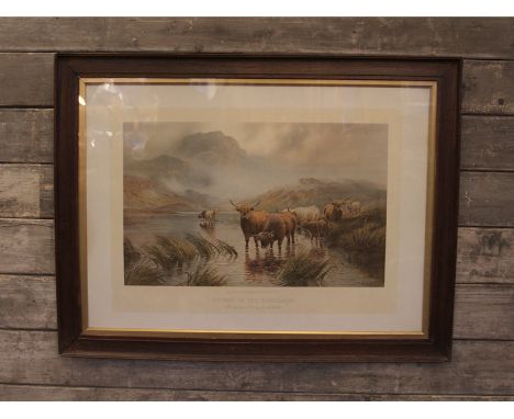 Victorian H.R Hall 'Sunset in the Highlands' Framed Print 62 x 80 cm