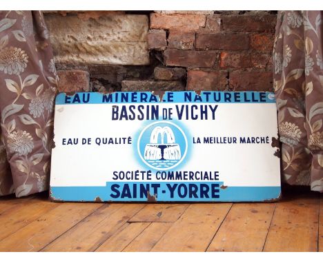 Retro French enamel sign "Basin De Vichy" H: 49 W: 97 cm 