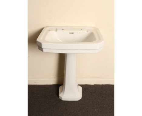 Art Deco style porcelain wash basin and pedestal H: 80 W: 61 cm