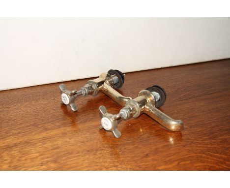 Original Lefroy Brooks brass basin taps with ceramic indicies