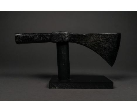 Ca.700-900 AD Rare Medieval Viking iron axe head composed by broad shaped blade with a reverse composing of a hammer. Good Co