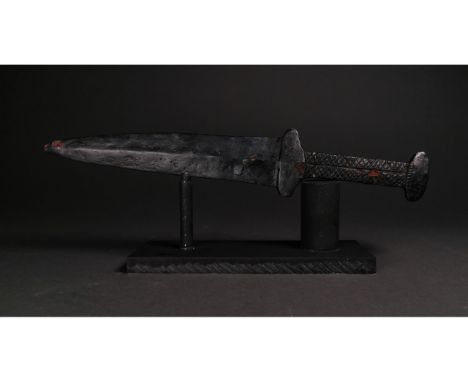 Ca.600-400 BC Scythian iron Short Sword / dagger "Akinakes, Acinaces”. Formed of a pointed beveled blade, flattened handle wi