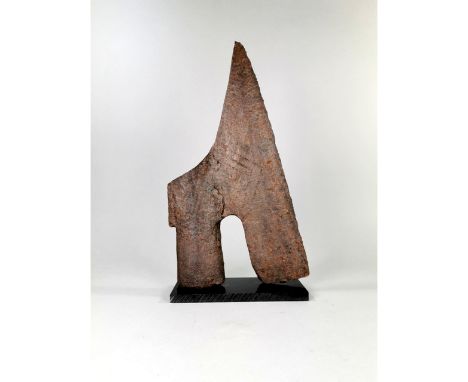 Ca.1500 AD. A substantial large Late Medieval German ceremonial axe head formed by a curved broad blade; large socket and geo