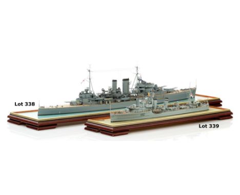 A FINELY DETAILED 1:192 SCALE WATERLINE MODEL FOR THE V.C. DESTROYER H.M.S. GLOWWORM AS FITTED IN 1938, modelled by John R. H