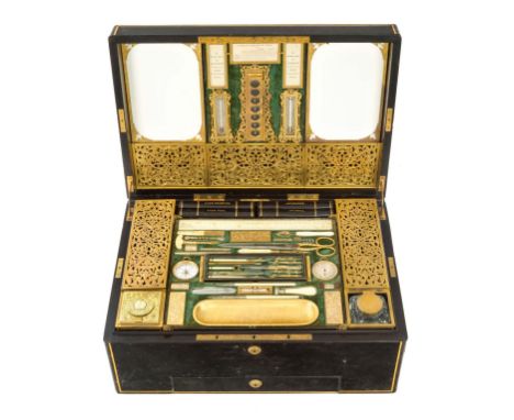  A MAGNIFICENT GENTLEMAN'S TRAVELLING COMPENDIUM BY ASPREY, LONDON, CIRCA 1870 , apparently unused, the black morocco case wi