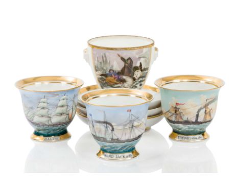 A 19TH CENTURY PORCELAIN ICE PAIL, depicting on one side a polar bear hunt amongst icebergs -- 4«in. (11.5cm.); together with